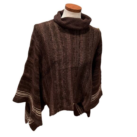 Ralph Lauren Sport Chocolate Brown Roll Neck Poncho - Picture 2 of 5